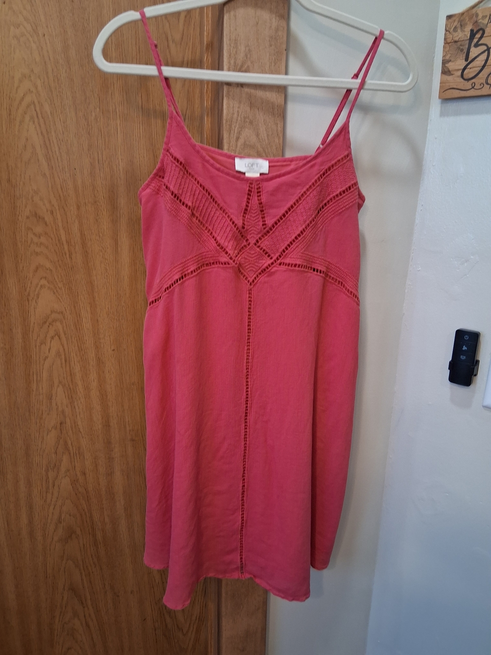 LOFT Rose Pink Crochet-Trim Spaghetti Strap Dress